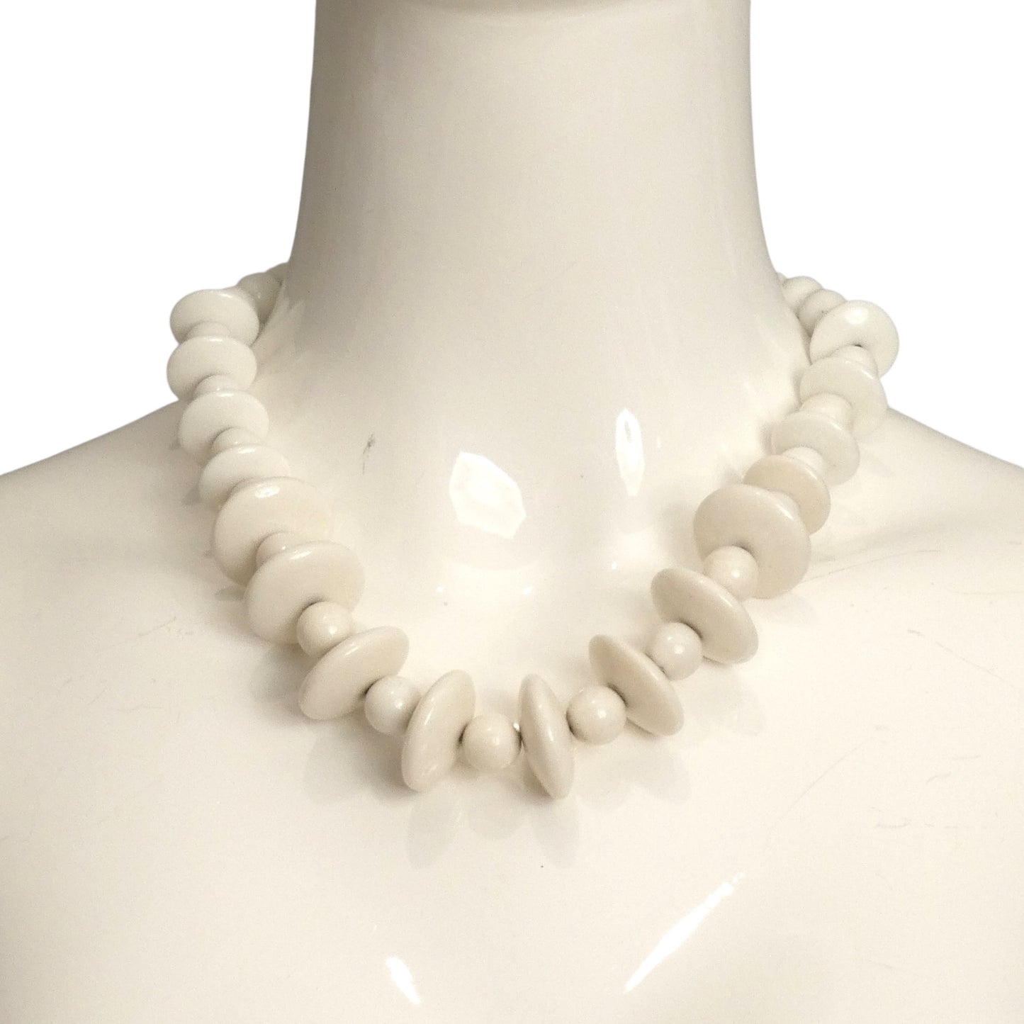 YVES SAINT LAURENT- 1973 White Plastic Bead Necklace