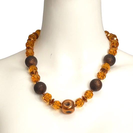 YVES SAINT LAURENT- Multi Color Glass & Metal Bead Necklace