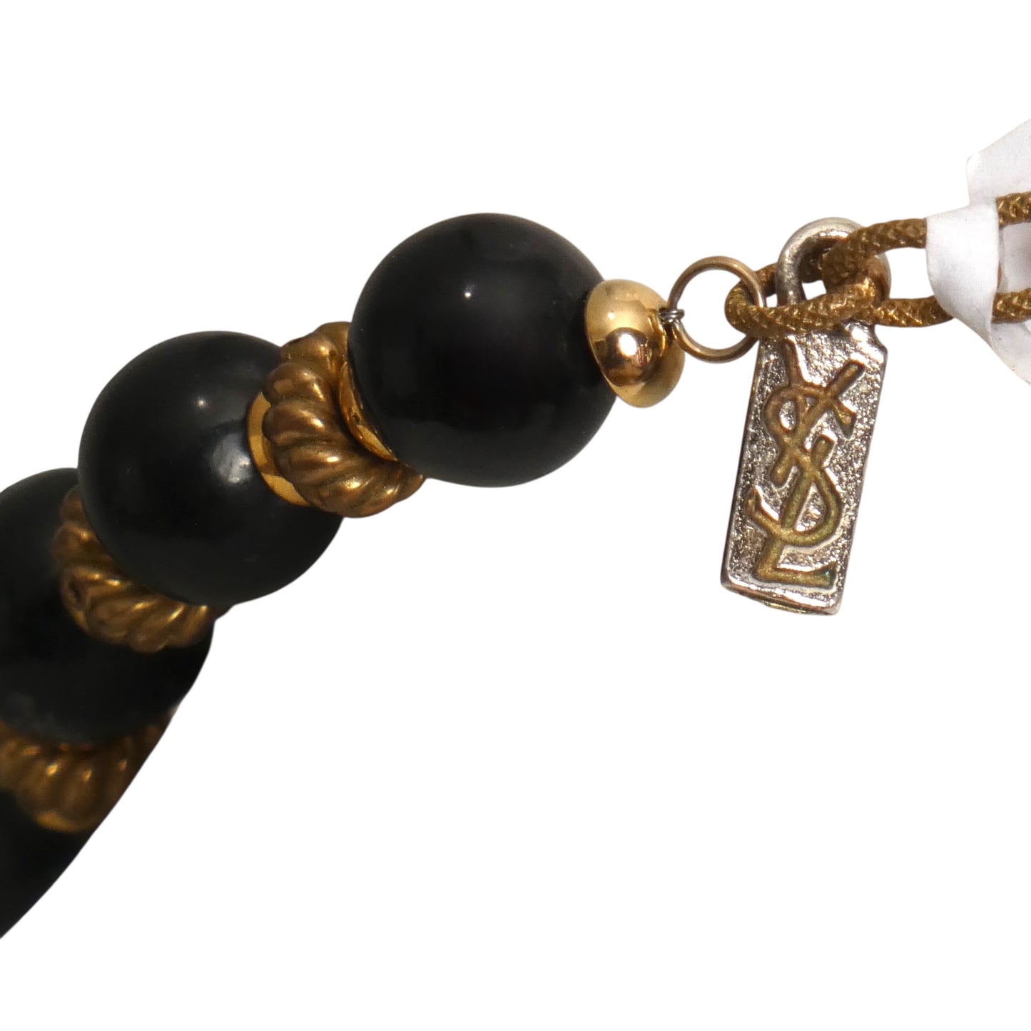 YVES SAINT LAURENT- Black & Gold Bead Tassle Necklace