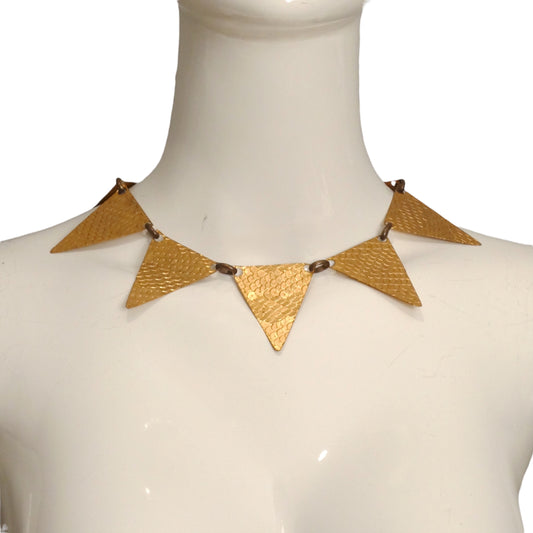 YVES SAINT LAURENT- Gold Metal Pennant Necklace