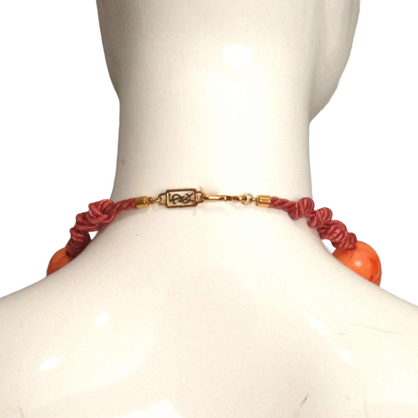 YVES SAINT LAURENT- 1980s Coral Rope Bead Necklace