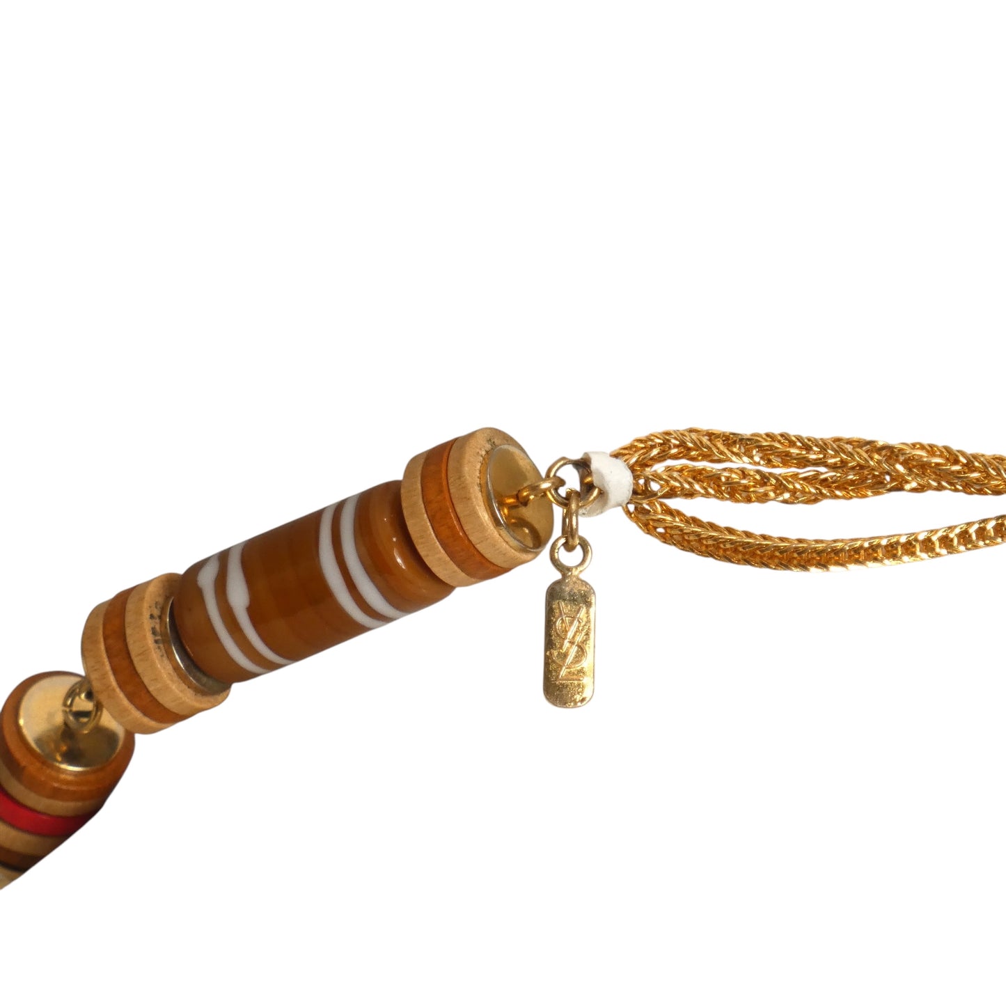 YVES SAINT LAURENT- 1970s Glass & Wood Bead Necklace