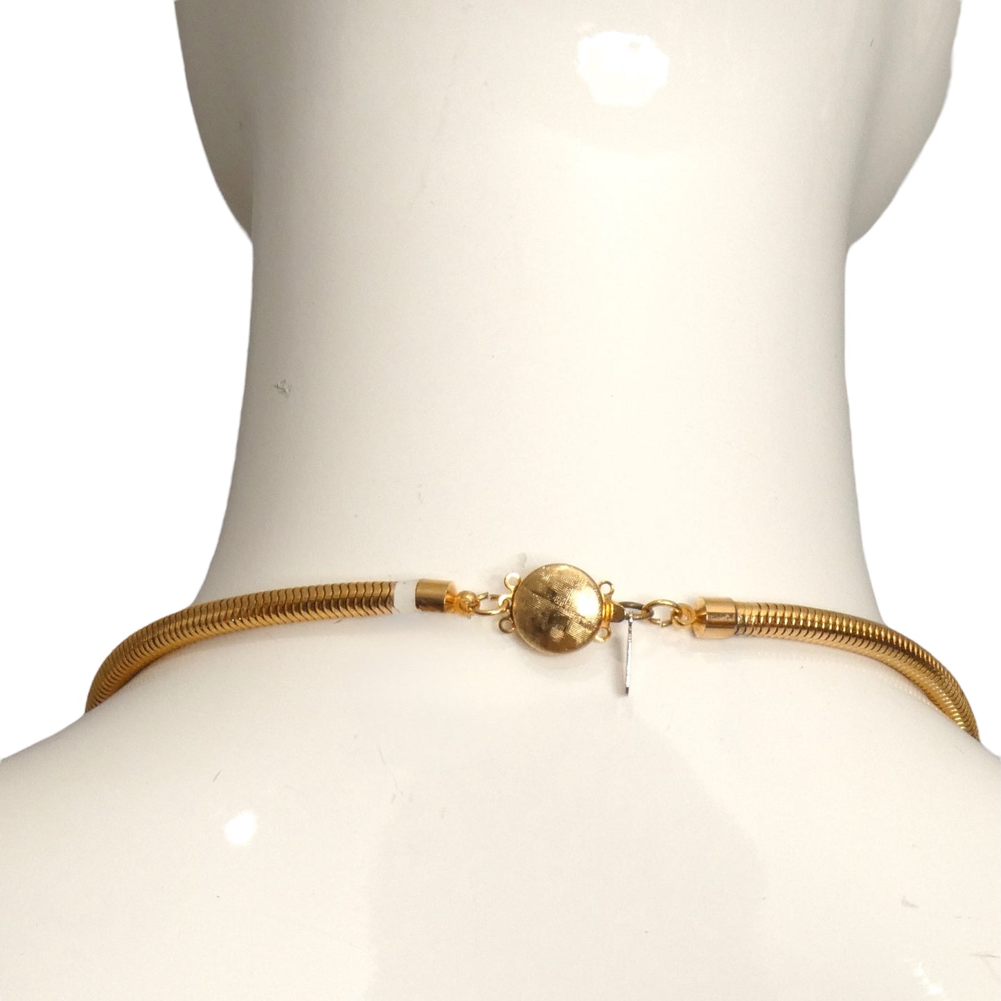 YVES SAINT LAURENT- 1980s Gold & White Orb Pendant Necklace