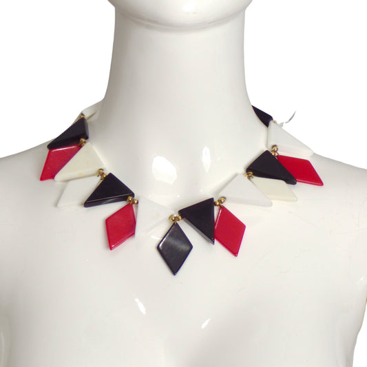 YVES SAINT LAURENT- 1970s Triangle & Diamond Lucite Charm Necklace