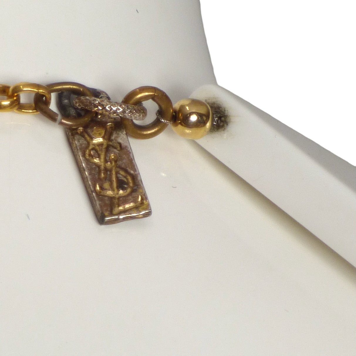 YVES SAINT LAURENT- 1970s Triangle & Diamond Lucite Charm Necklace