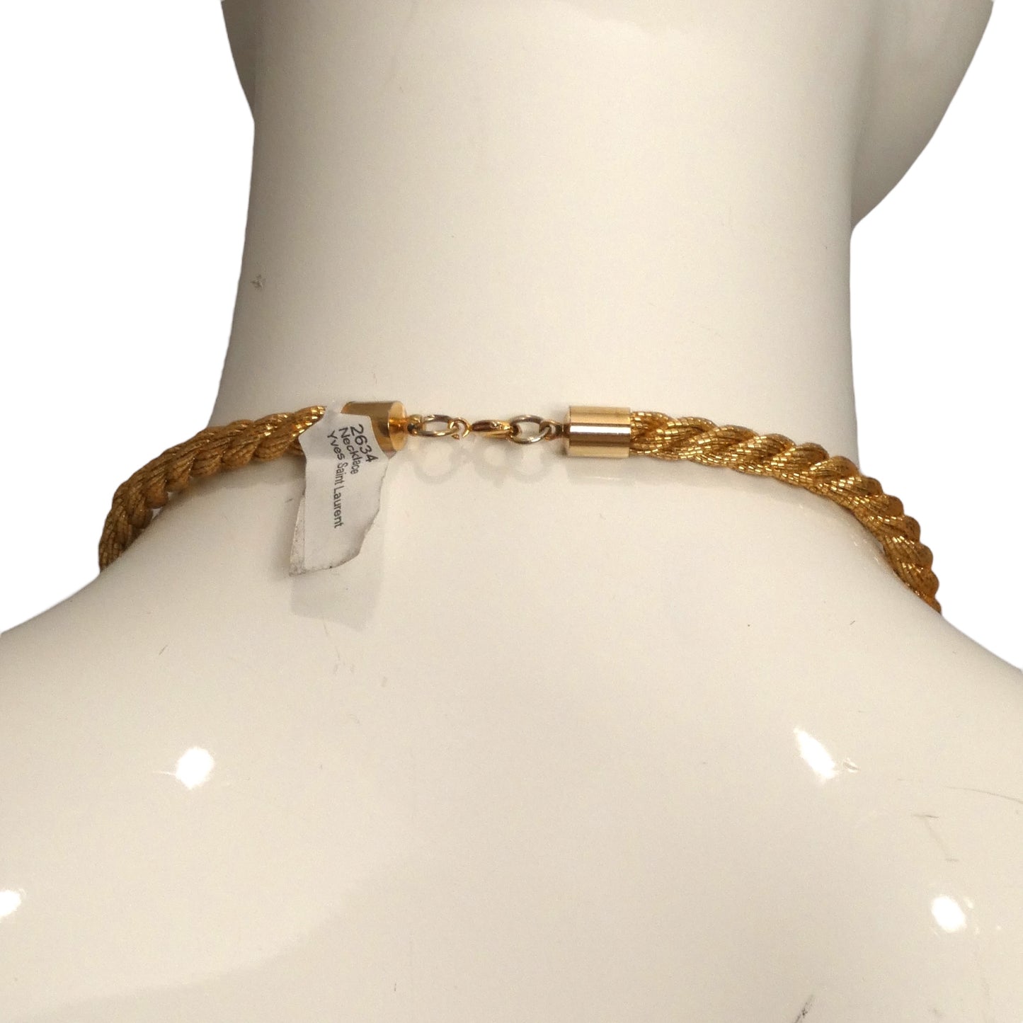 YVES SAINT LAURENT- Gold Rope & Enamel Flower Pendant Necklace/Brooch