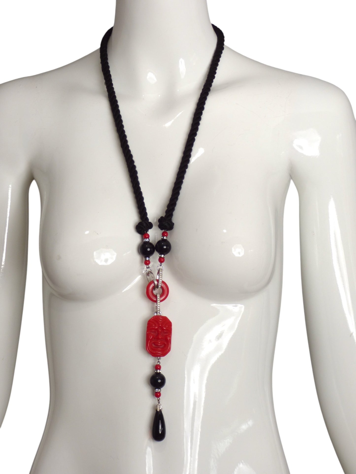 YVES SAINT LAURENT- 1980s Kabuki Mask Pendant Necklace