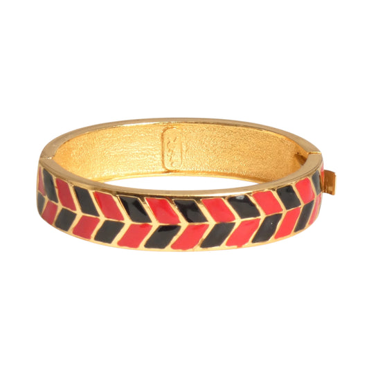 YVES SAINT LAURENT- 1980s Gold Metal & Multi Color Enamel Bracelet