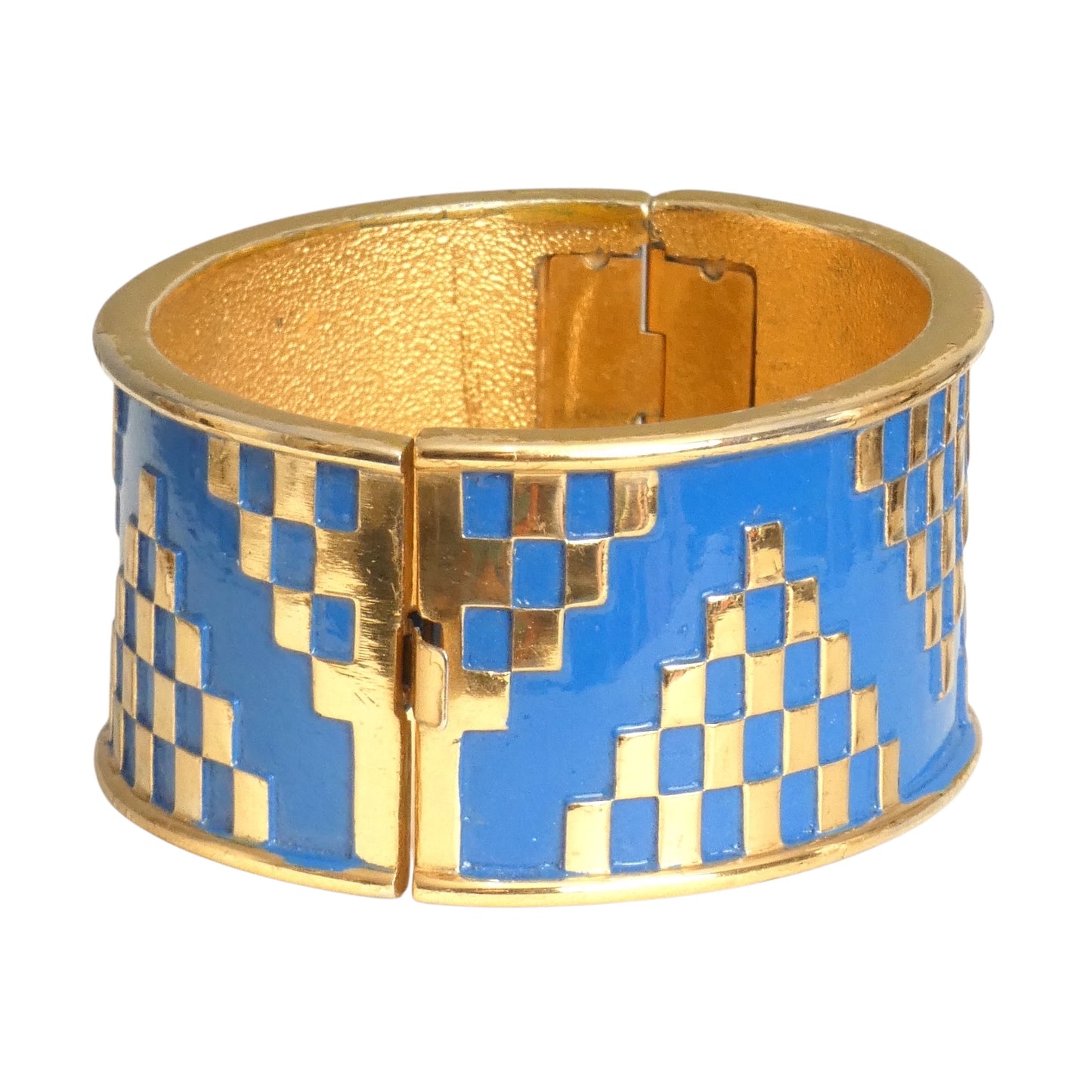YVES SAINT LAURENT- 1980s Gold Metal & Blue Enamel Bracelet