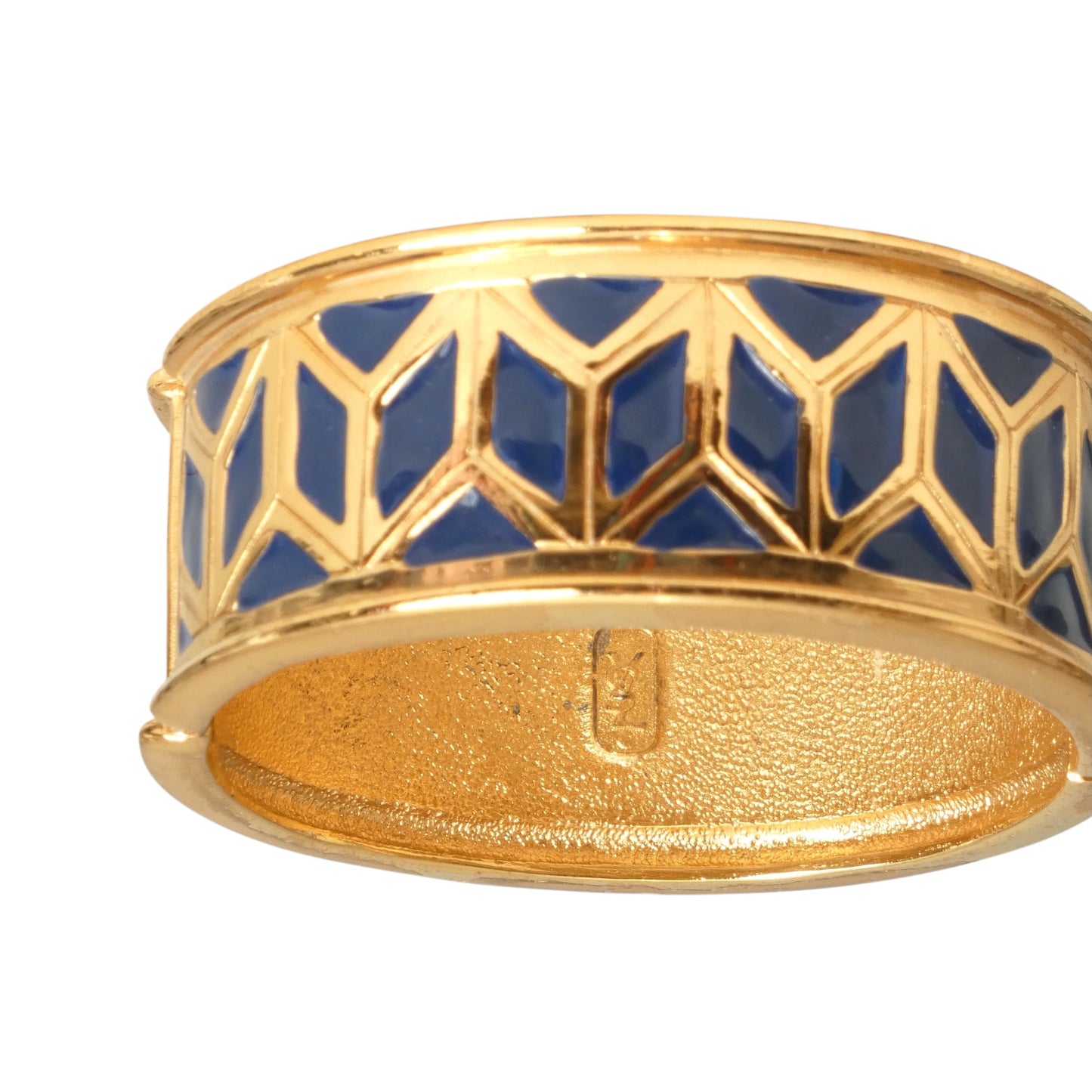 YVES SAINT LAURENT- 1980s Gold Metal & Navy Enamel Bracelet