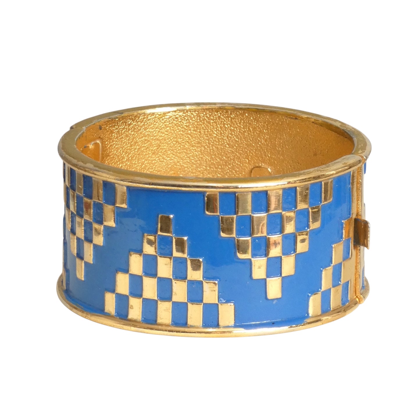 YVES SAINT LAURENT- 1980s Gold Metal & Blue Enamel Bracelet