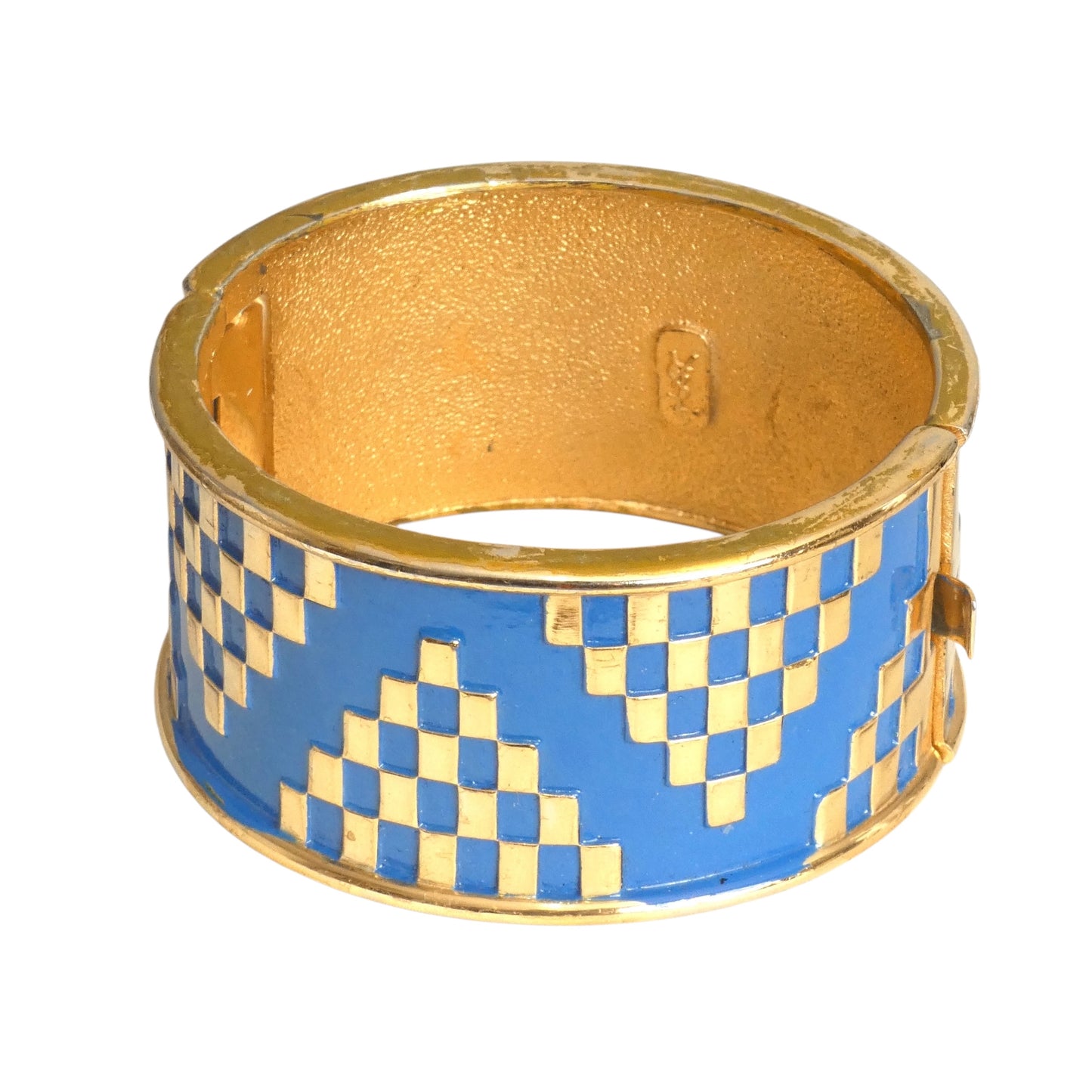 YVES SAINT LAURENT- 1980s Gold Metal & Blue Enamel Bracelet