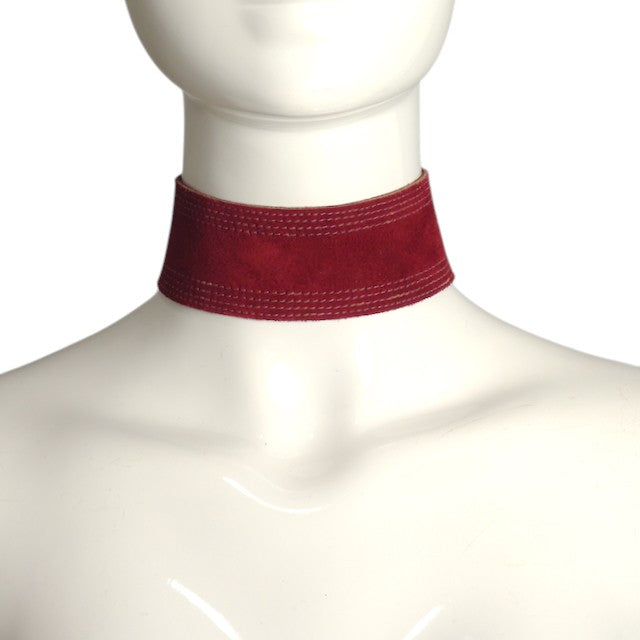YVES SAINT LAURENT- 1970s Maroon Suede Choker
