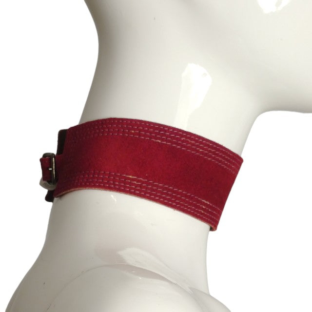 YVES SAINT LAURENT- 1970s Maroon Suede Choker