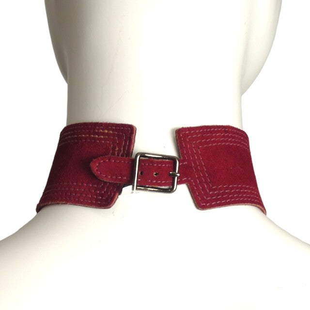 YVES SAINT LAURENT- 1970s Maroon Suede Choker