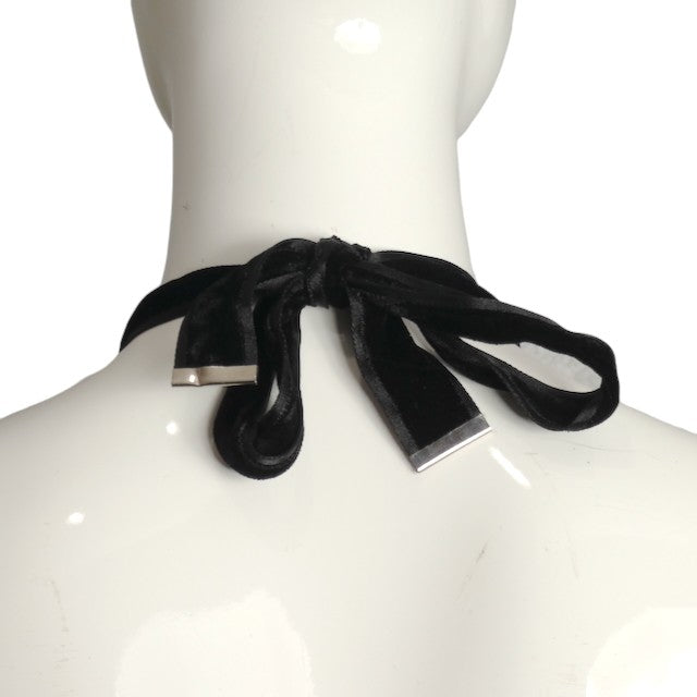YVES SAINT LAURENT- 1980s Black Crystal Multi Strand Necklace