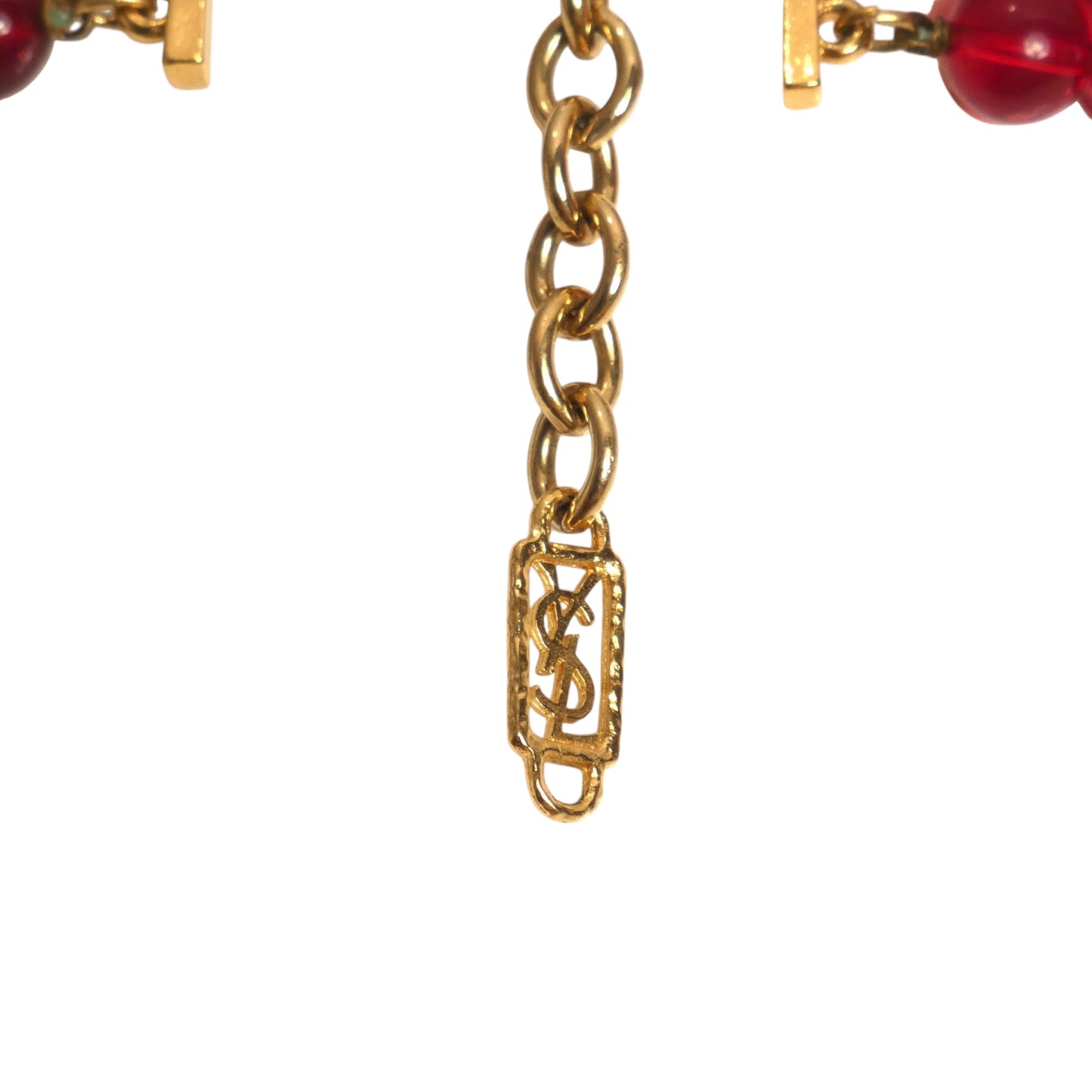 YVES SAINT LAURENT- 1980s 3-Strand Red Bead Medallion Necklace