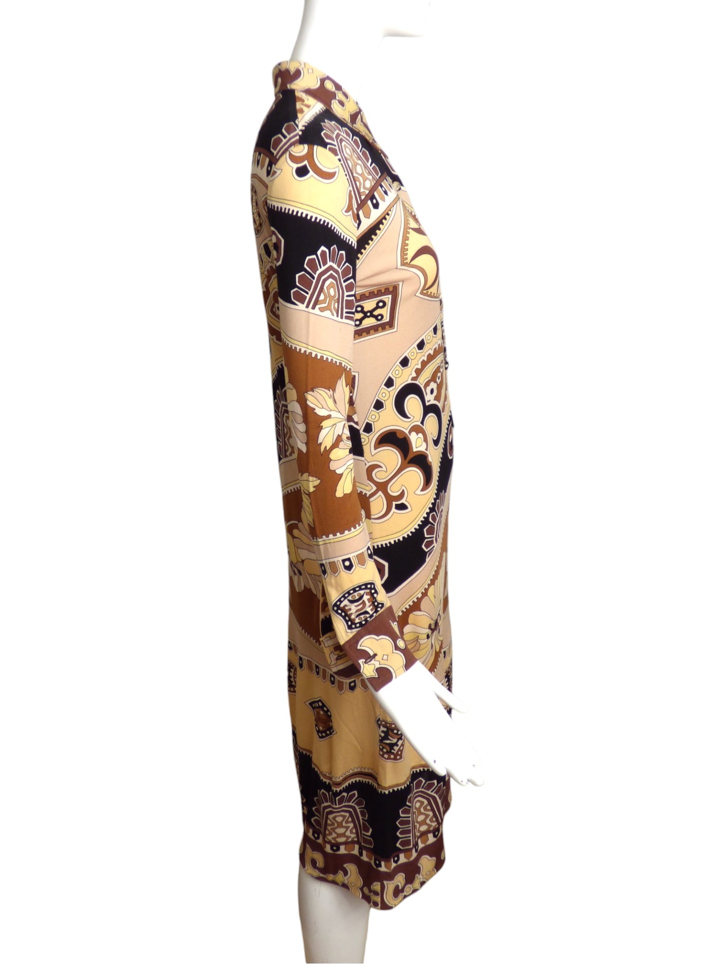 LEONARD-1970s Printed Silk Knit Dress, Size-4