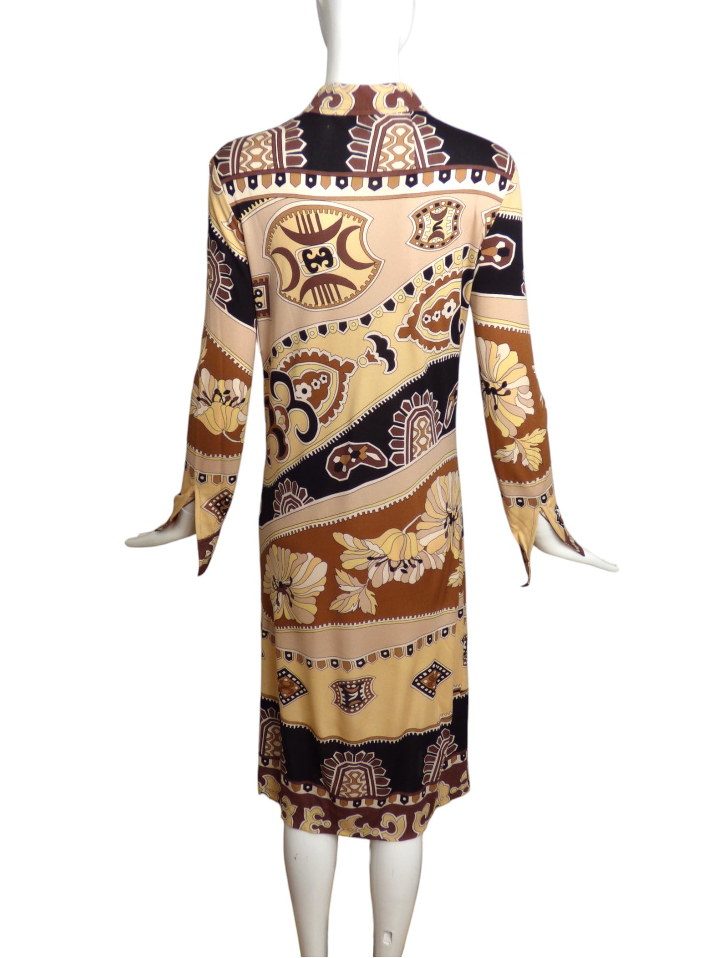 LEONARD-1970s Printed Silk Knit Dress, Size-4
