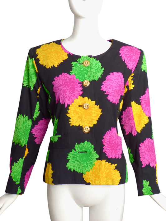 YVES SAINT LAURENT- 1990 Cotton Print Blazer, Size-8