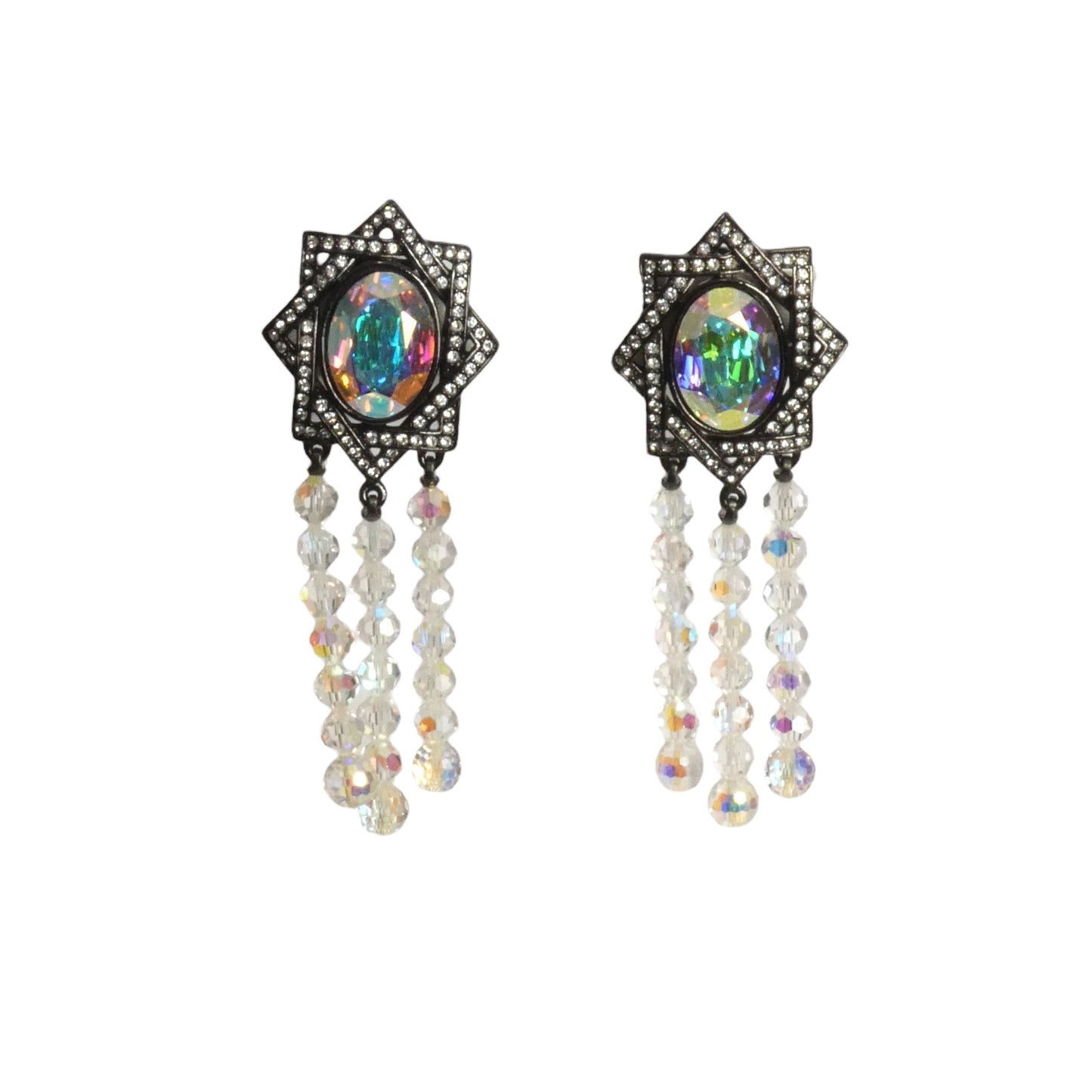 YVES SAINT LAURENT- 1980s 3pc Crystal Necklace/Earring & Brooch Set