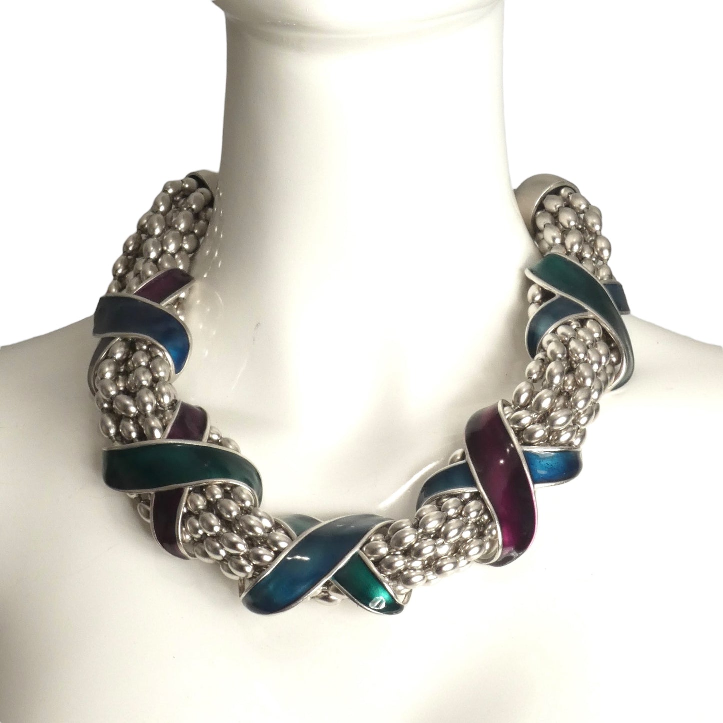 YVES SAINT LAURENT- 1980s Multi Colored Coiled Necklace/Earrings