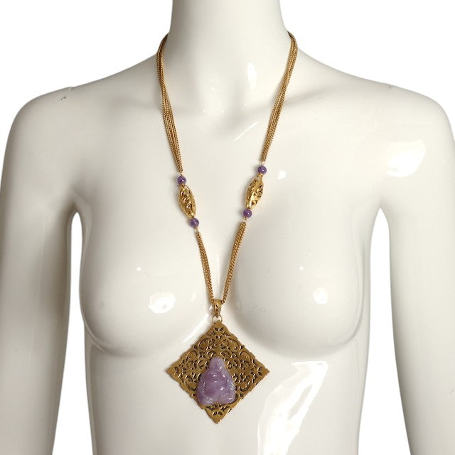 ROGER SCEMAMA-1960s Brass Buddha Pendant Necklace