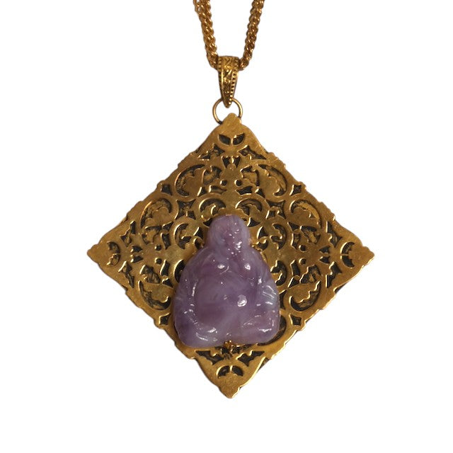 ROGER SCEMAMA-1960s Brass Buddha Pendant Necklace