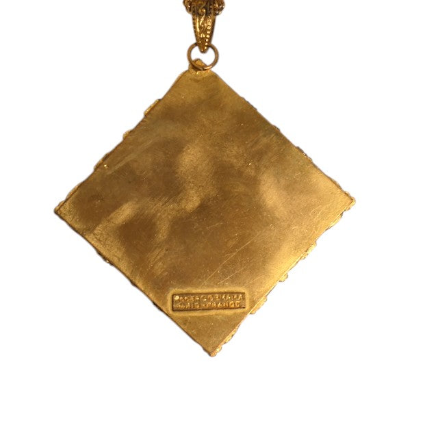 ROGER SCEMAMA-1960s Brass Buddha Pendant Necklace