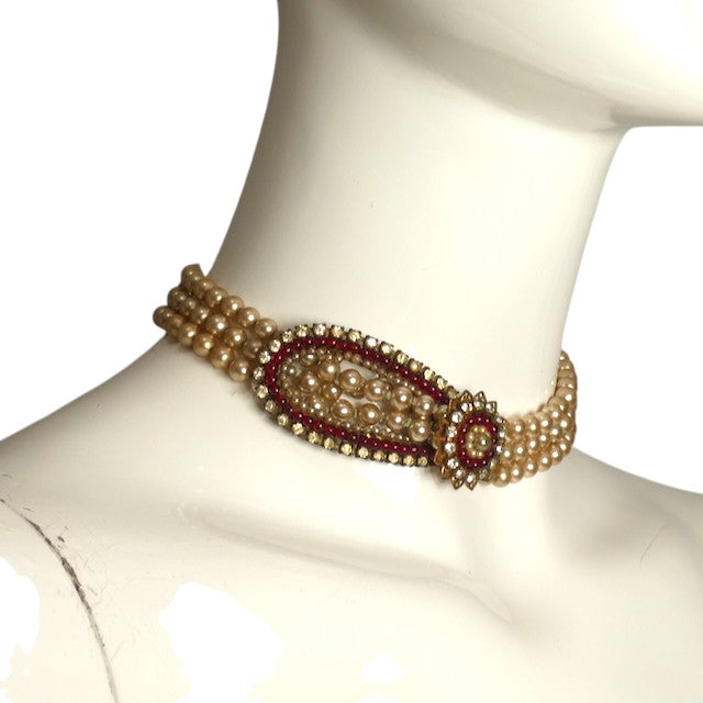 EUGENE-1950s Pearl and Rhinestone Choker