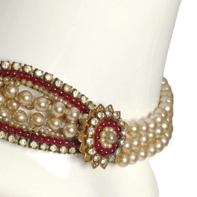 EUGENE-1950s Pearl and Rhinestone Choker