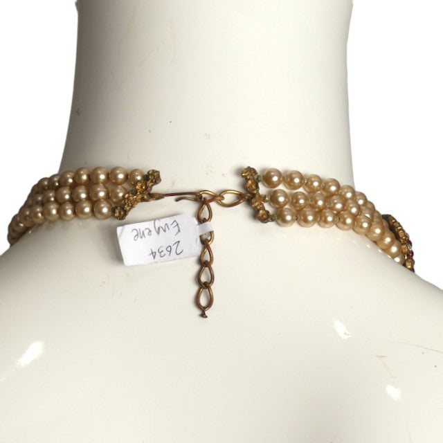 EUGENE-1950s Pearl and Rhinestone Choker