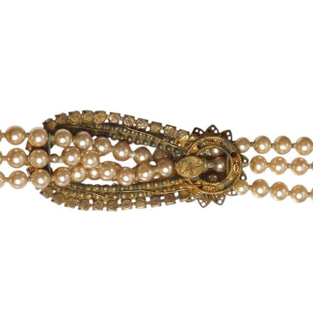 EUGENE-1950s Pearl and Rhinestone Choker