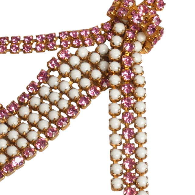 1960s Pink & White Rhinestone Necklace