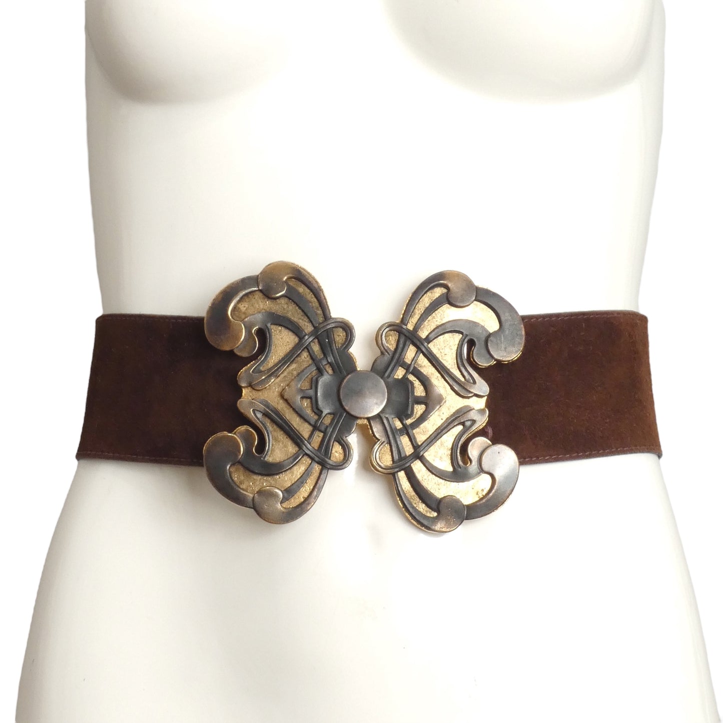 YVES SAINT LAURENT- 1970 Brown & Gold Butterfly Belt, Waist-25"