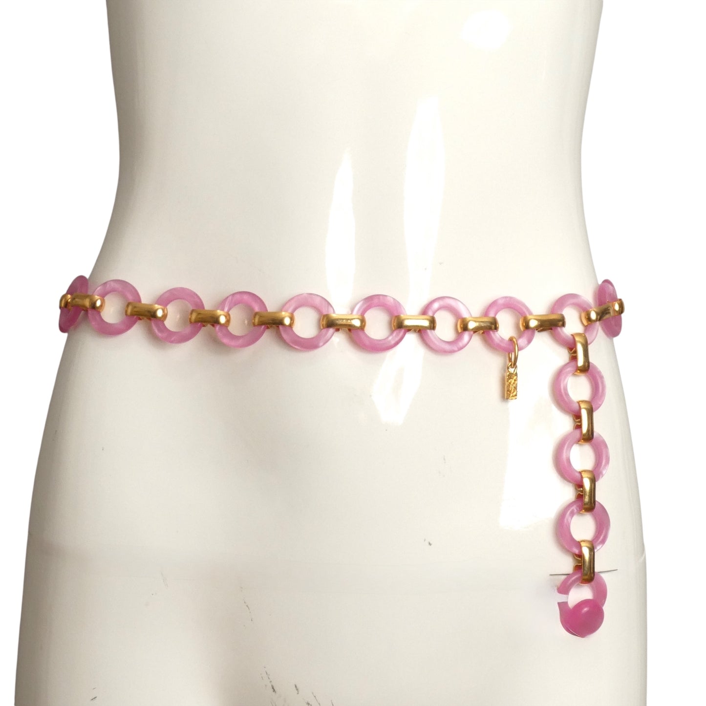 YVES SAINT LAURENT- c.1968 Pink Lucite Chain Belt