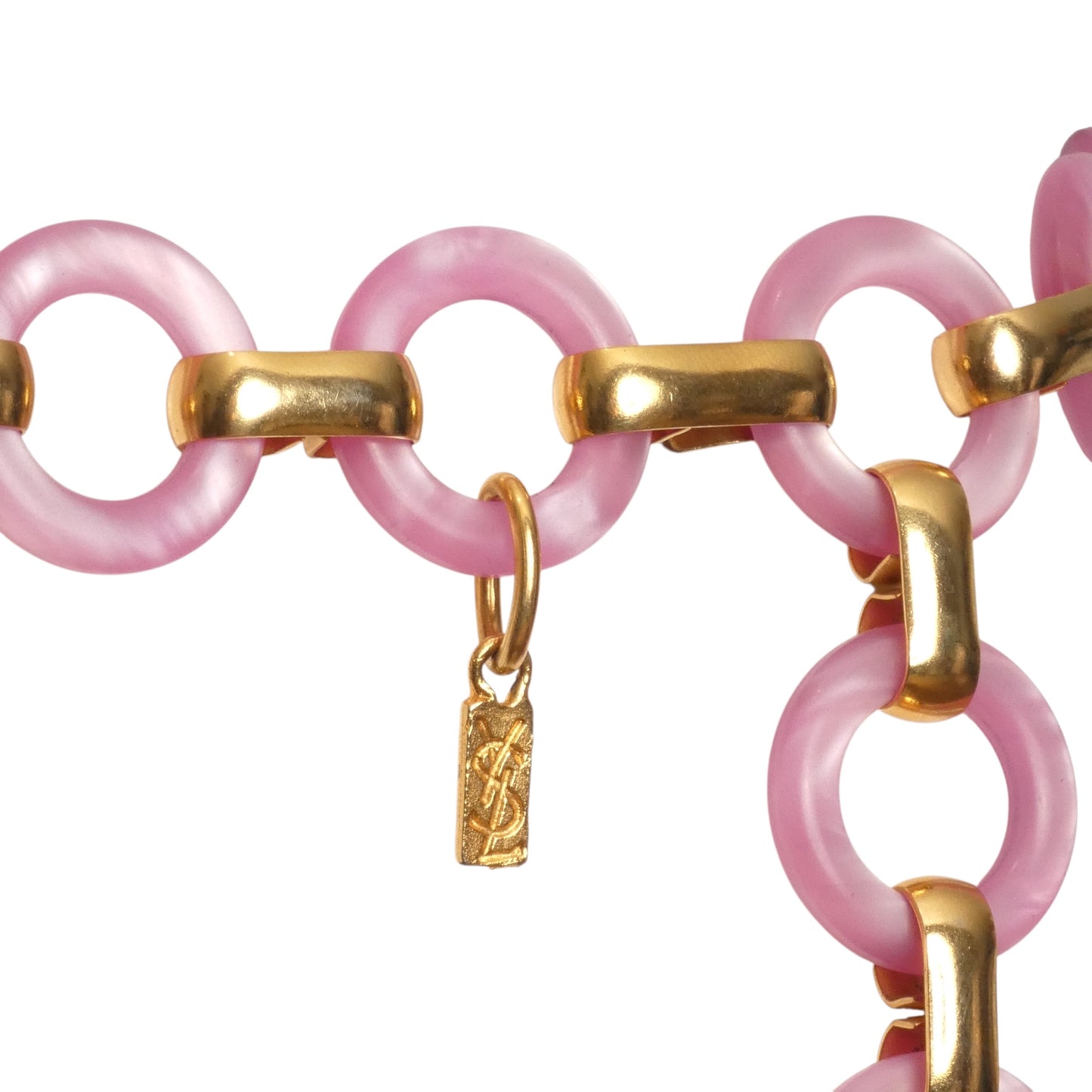 YVES SAINT LAURENT- c.1968 Pink Lucite Chain Belt