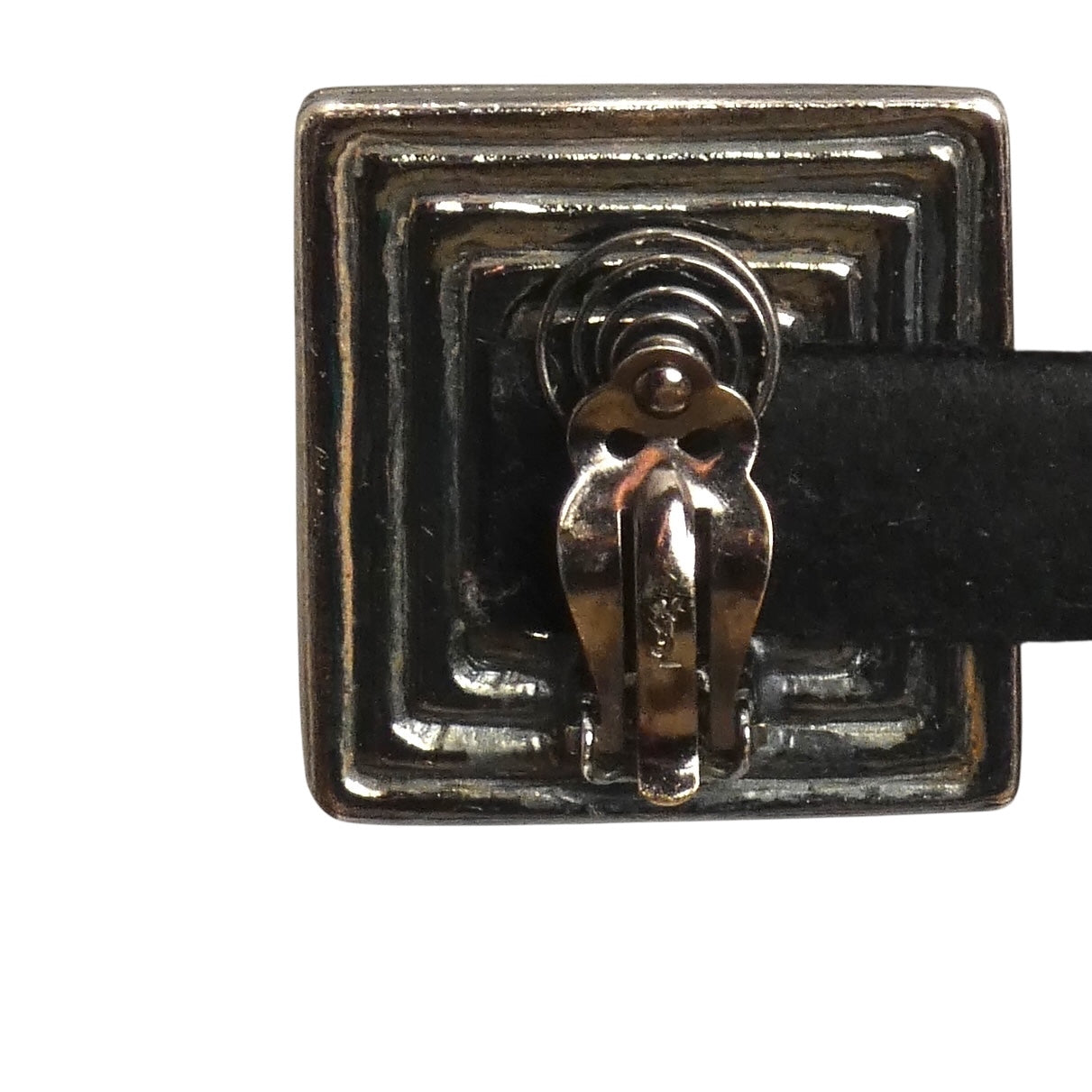 YVES SAINT LAURENT- 1980s Yellow Gripoix & Silver Square Earrings