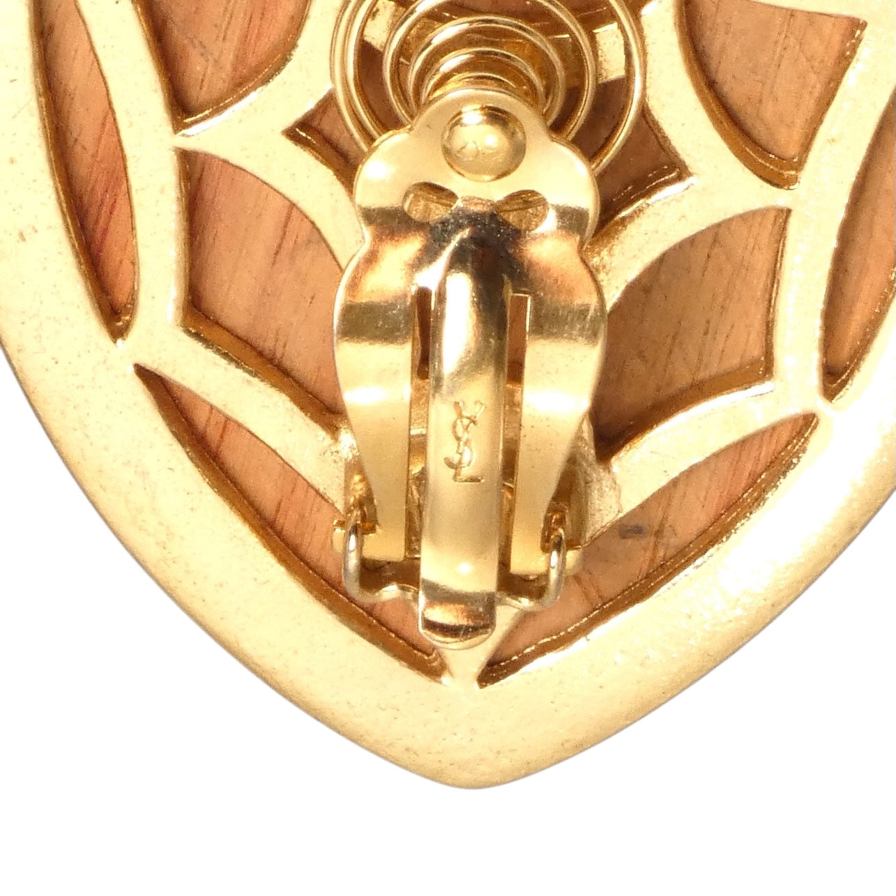 YVES SAINT LAURENT- 1980s Wood Pyramid Earrings