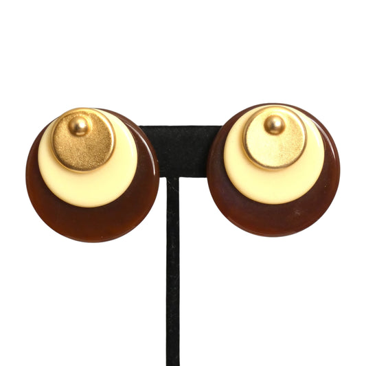 YVES SAINT LAURENT- 1990s Layered Acrylic Button Earrings