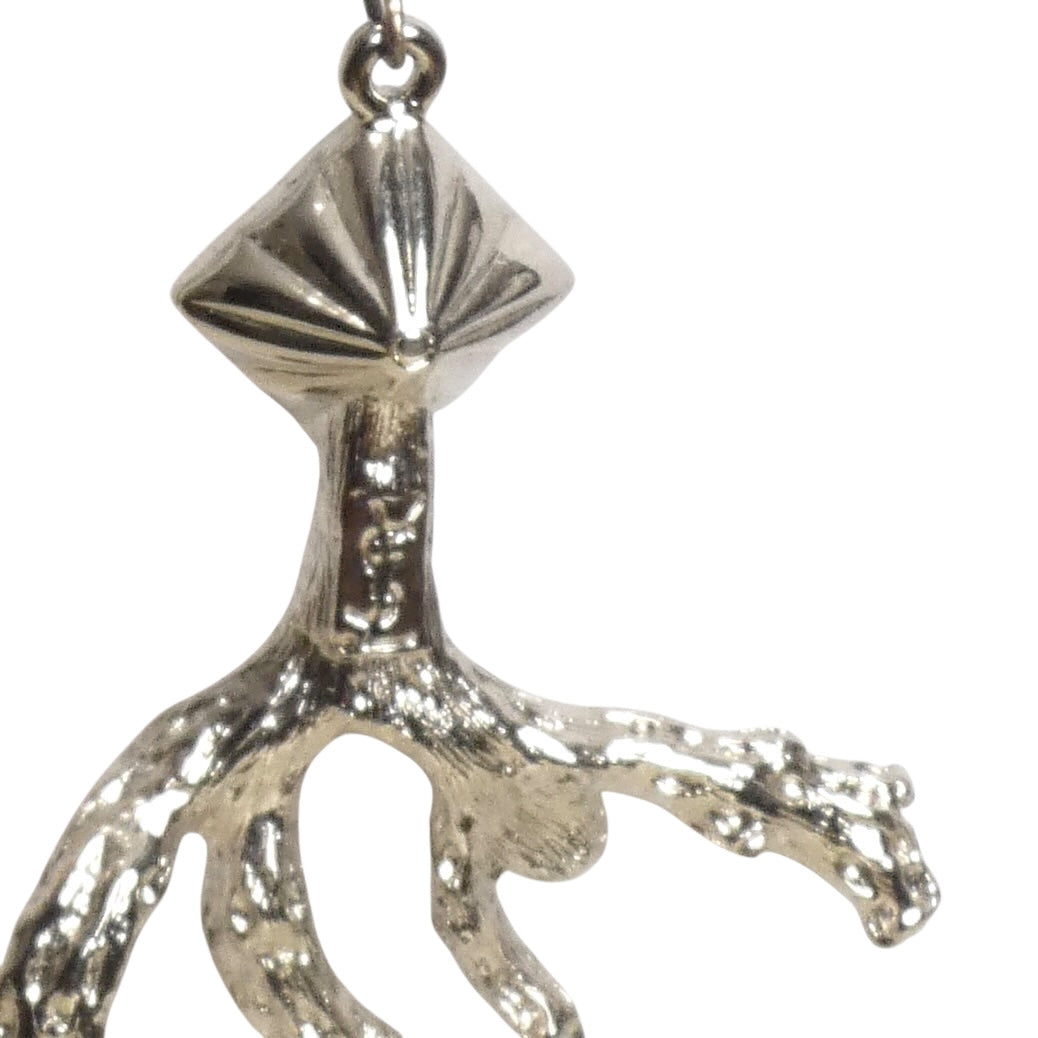 YVES SAINT LAURENT- Silver Rhinestone Coral Shaped Earrings