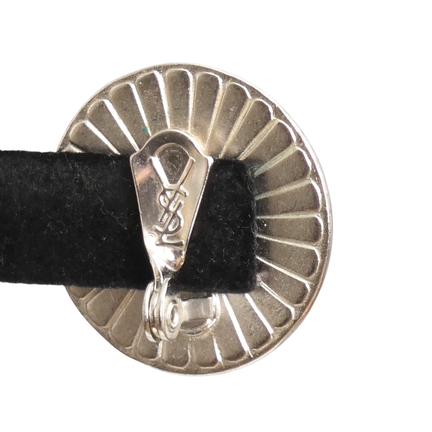 YVES SAINT LAURENT- 1980s Brown & Silver Wood Button Earrings