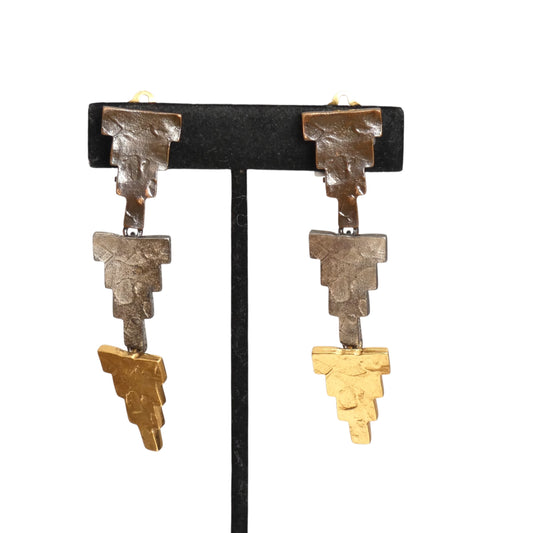 YVES SAINT LAURENT- 1980s Sculptural Metal Drop Earrings