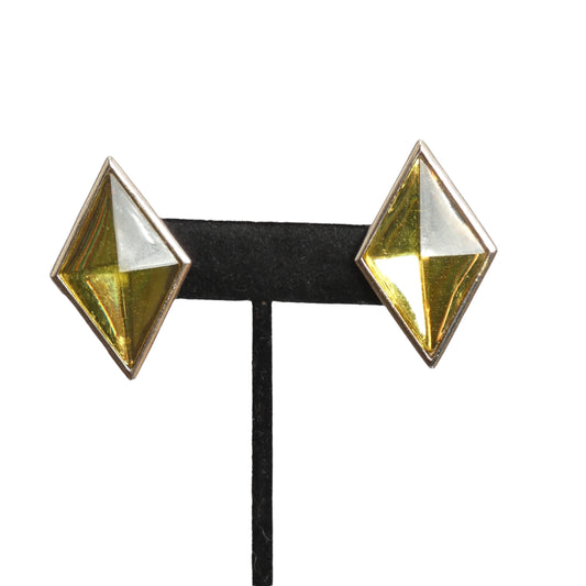 YVES SAINT LAURENT- 1980s Yellow Crystal Diamond Shape Earrings