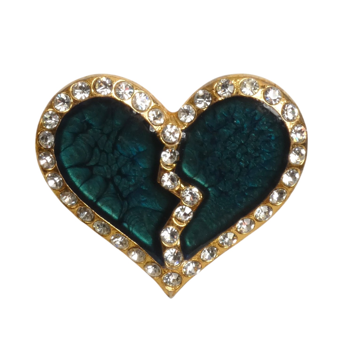 YVES SAINT LAURENT- 1980s Enamel & Rhinestone Heart Clip On Earrings
