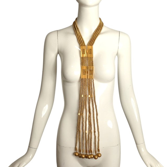 WILLIAM DELILLO- 1960s Gold Tone Metal Bead Necklace