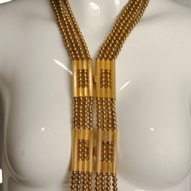 WILLIAM DELILLO- 1960s Gold Tone Metal Bead Necklace