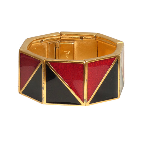 YVES SAINT LAURENT- 1980s Gold Plate & Enamel Bracelet