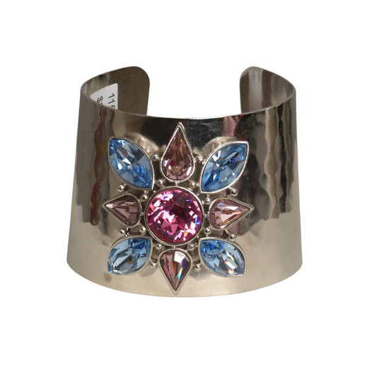 YVES SAINT LAURENT- 1990s Silver Metal  & Rhinestone Cuff