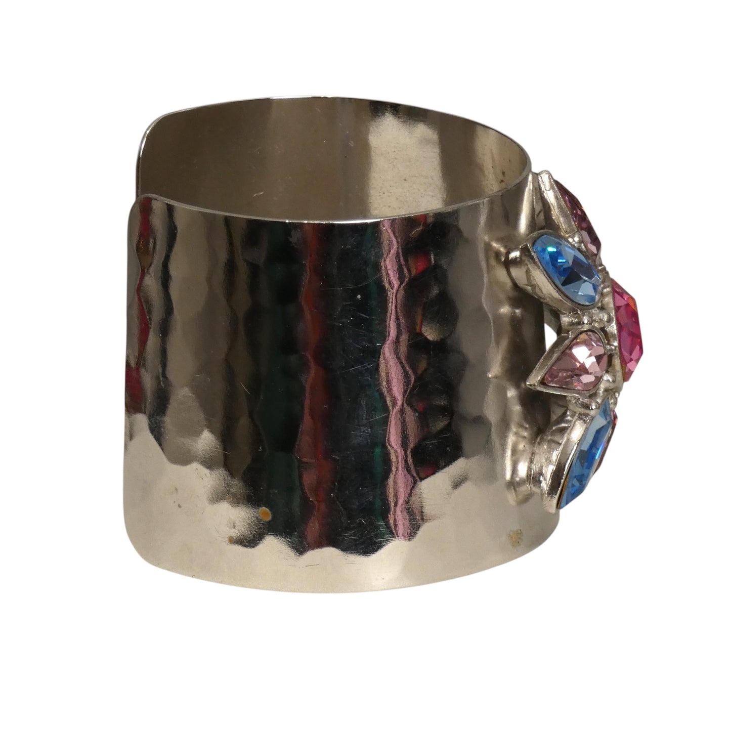 YVES SAINT LAURENT- 1990s Silver Metal & Rhinestone Cuff